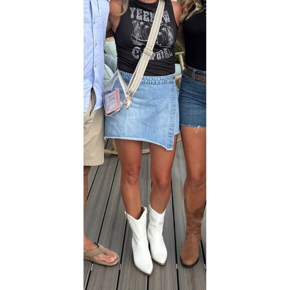 ROLLA'S Layla High Rise Sunshine Blue Denim Skort in Light Vintage Blue US 27 - Picture 3 of 12